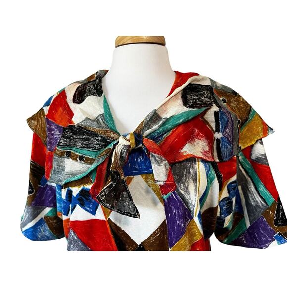 SABINO Vintage Artsy Boho Beachy Sailor Collar Top & Maxi Skirt Set 16 XL - Picture 2 of 10